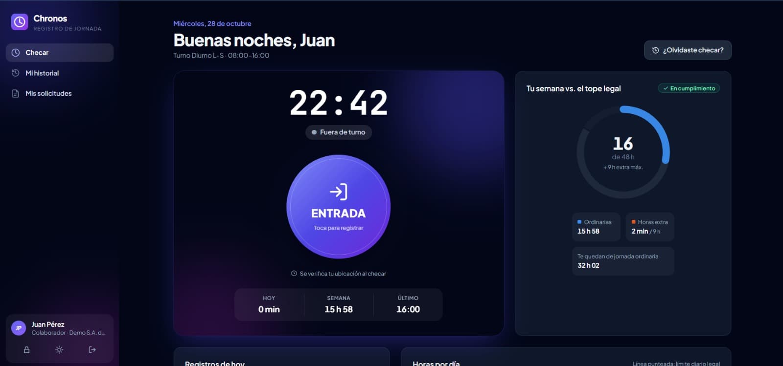 Plataforma para registro de horas para tu empresa de acuerdo a la LFT y STPS — imagen 12 de 13