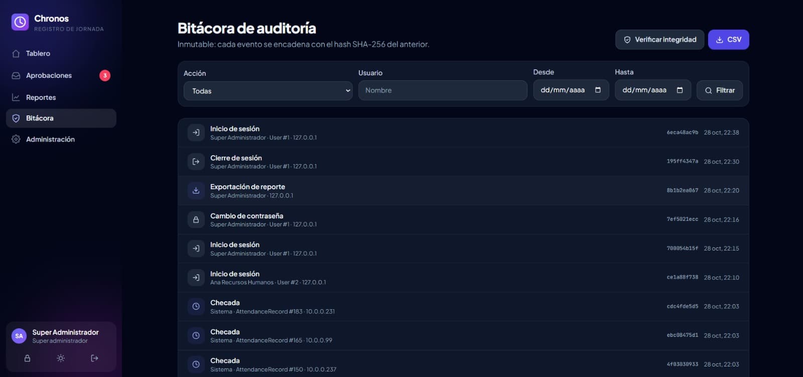 Plataforma para registro de horas para tu empresa de acuerdo a la LFT y STPS — imagen 6 de 13